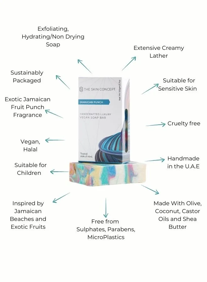 The Skin Concept  The Skin Concept Premium Soap Bar-Jamaican Punch - Handmade, Vegan for Women | Best Price UAE